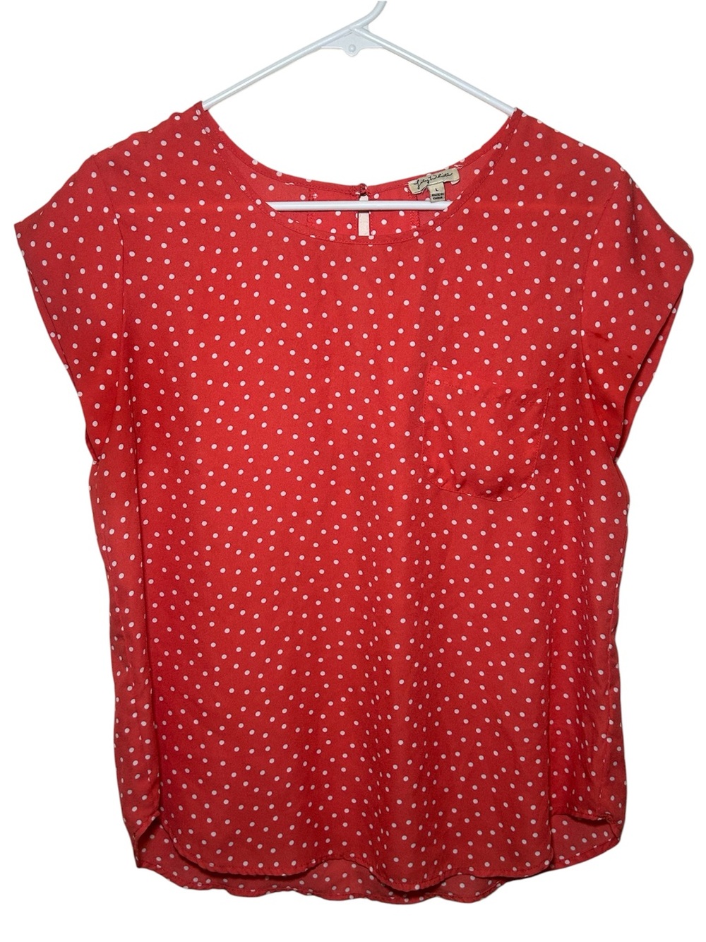 Lily White Polka Dot Red Cap Sleeve Blouse Beachy Girly Office Party Work Casual